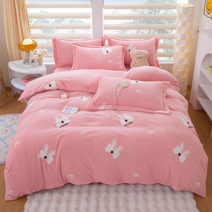 优姿家纺 2025新款加厚全消光牛奶绒印花四件套绅士范