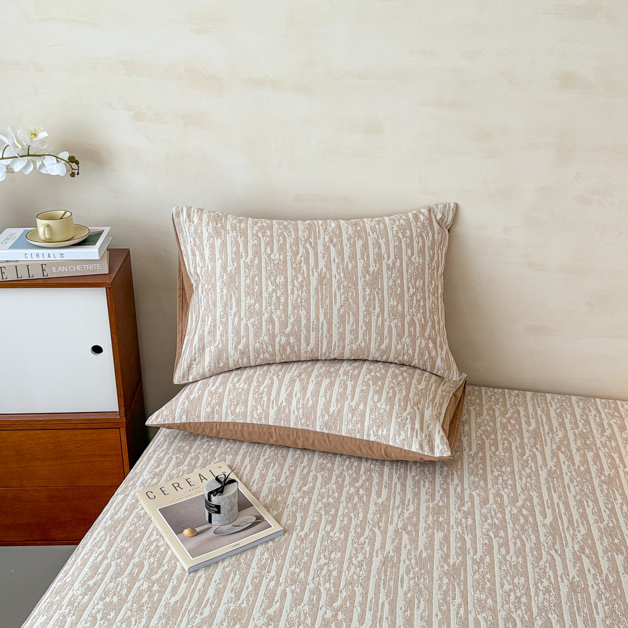 91家纺网 家纺一手货源 找家纺 眠博士 2025新款全棉纯棉三层纱单床单 床单单件 三层纱床单-流光卡其