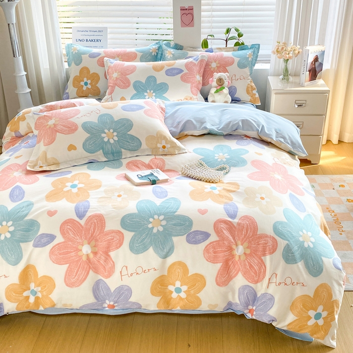 91家纺网 家纺一手货源 找家纺 红淳家纺 2025新款全棉印花单被套 花田梦