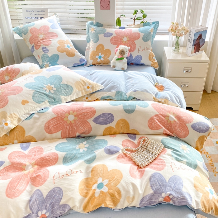 91家纺网 家纺一手货源 找家纺 红淳家纺 2025新款全棉印花单被套 花田梦