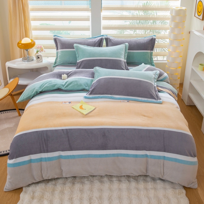 优姿家纺 2025新款加厚全消光牛奶绒印花四件套时光旅行