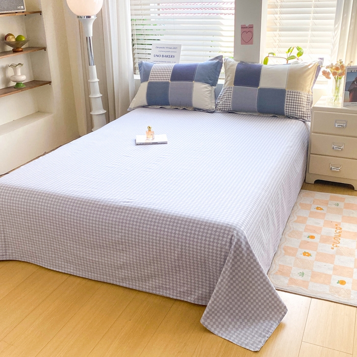 91家纺网 家纺一手货源 找家纺 红淳家纺 2025新款全棉印花单被套 蓝色垦丁