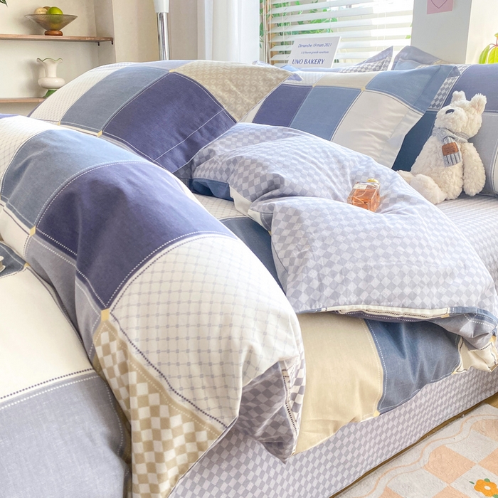 91家纺网 家纺一手货源 找家纺 红淳家纺 2025新款全棉印花单被套 蓝色垦丁