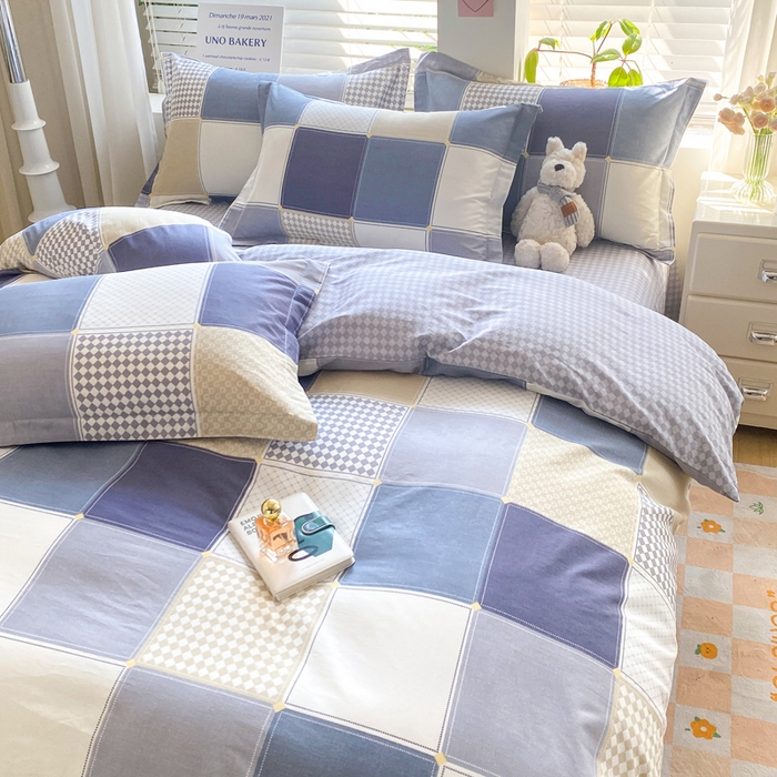 91家纺网 家纺一手货源 找家纺 红淳家纺 2025新款全棉印花单被套 蓝色垦丁