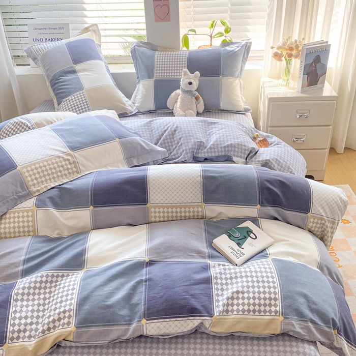 91家纺网 家纺一手货源 找家纺 红淳家纺 2025新款全棉印花单被套 蓝色垦丁