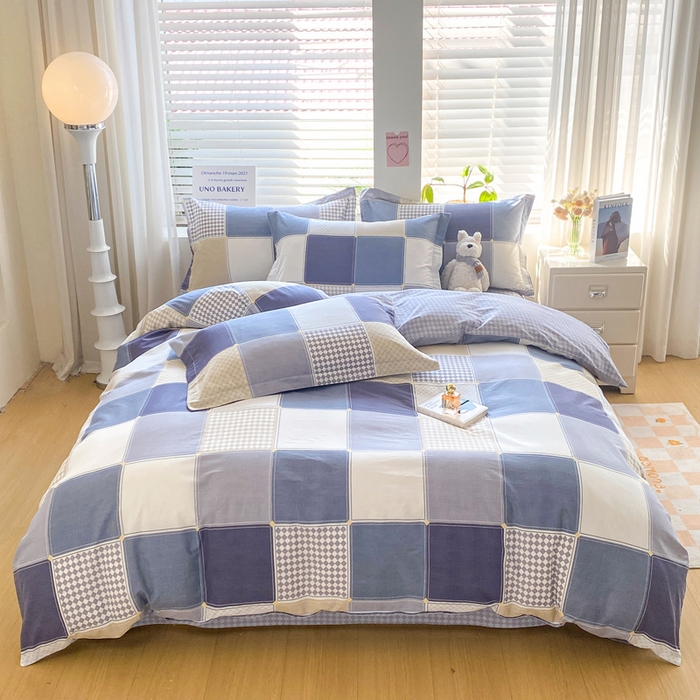 91家纺网 家纺一手货源 找家纺 红淳家纺 2025新款全棉印花单被套 蓝色垦丁