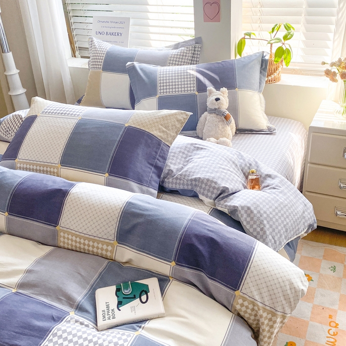 91家纺网 家纺一手货源 找家纺 红淳家纺 2025新款全棉印花单被套 蓝色垦丁