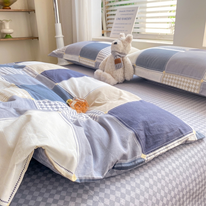 91家纺网 家纺一手货源 找家纺 红淳家纺 2025新款全棉印花单被套 蓝色垦丁