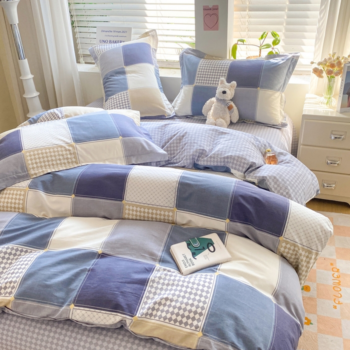 91家纺网 家纺一手货源 找家纺 红淳家纺 2025新款全棉印花单被套 蓝色垦丁