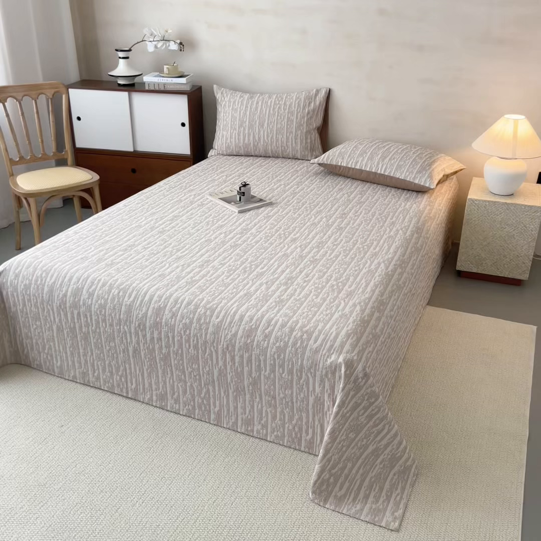 91家纺网 家纺一手货源 找家纺 眠博士 2025新款全棉纯棉三层纱单床单 床单单件 三层纱床单-流光卡其