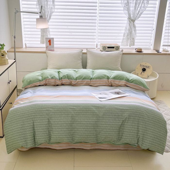 红淳家纺 2025新款全棉印花单被套 摩卡人生（绿）