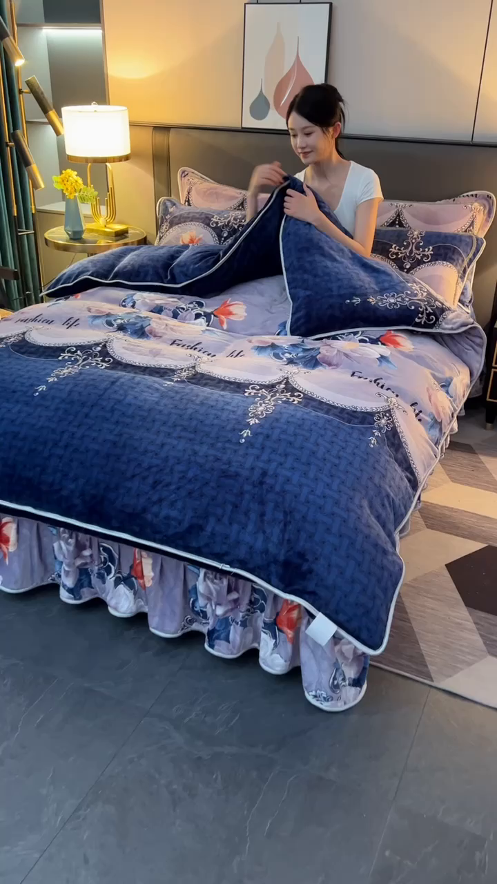 91家纺网 家纺一手货源 找家纺 代芙家纺2025款高克重10斤牛奶绒四件套【下载图片前看下详情公告】锦上添花