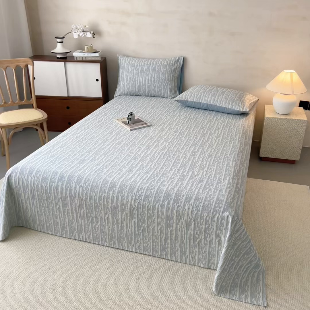 91家纺网 家纺一手货源 找家纺 眠博士 2025新款全棉纯棉三层纱单床单 床单单件 三层纱床单-流光蓝