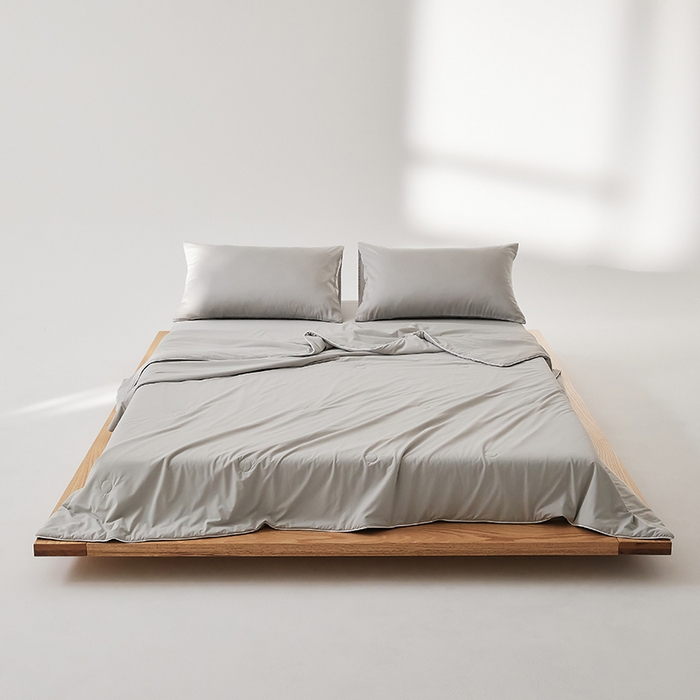 91家纺网 家纺一手货源 找家纺 红淳家纺 2025新款冰激凌系列-90锦纶-A类凉感冰敷夏被 卡其灰