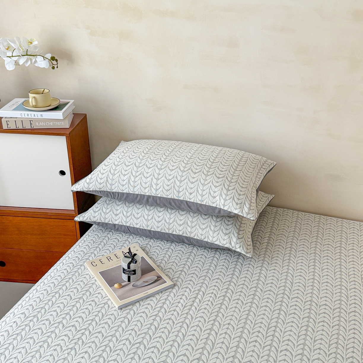 91家纺网 家纺一手货源 找家纺 眠博士 2025新款全棉纯棉三层纱单床单 床单单件 三层纱床单-荞麦灰