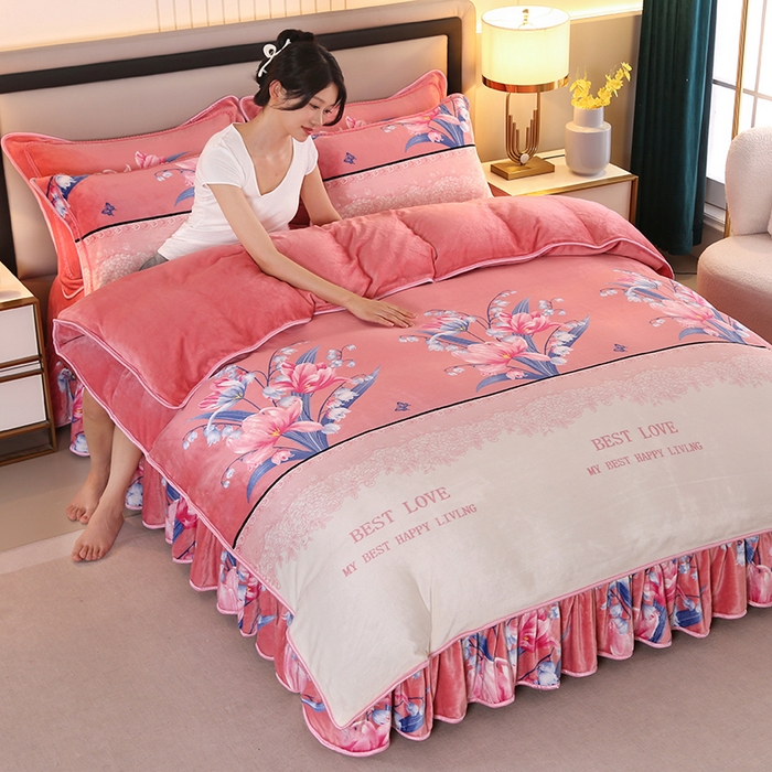 91家纺网 家纺一手货源 找家纺 代芙家纺2025款高克重10斤牛奶绒四件套【下载图片前看下详情公告】那时花开