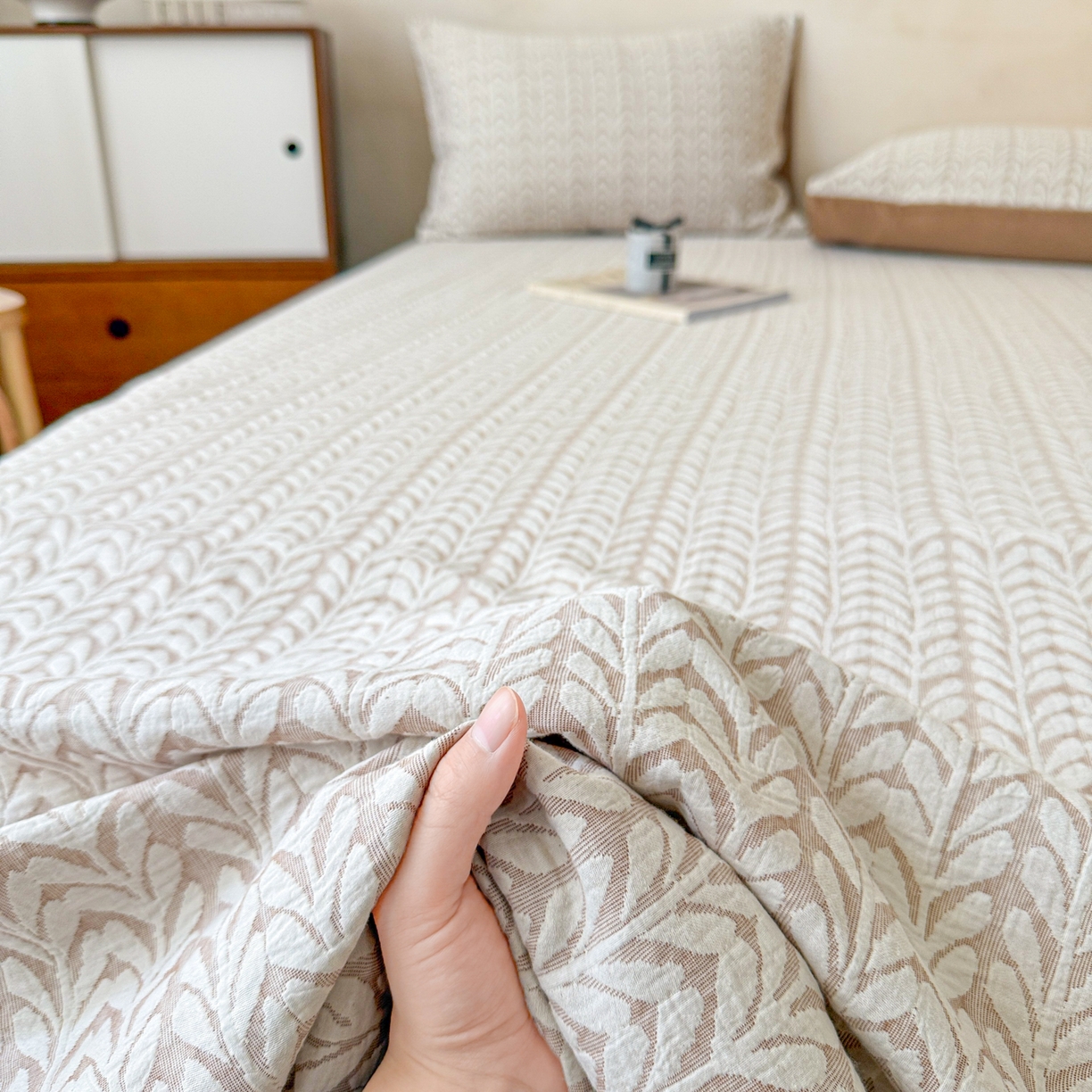 91家纺网 家纺一手货源 找家纺 眠博士 2025新款全棉纯棉三层纱单床单 床单单件 三层纱床单-荞麦卡其