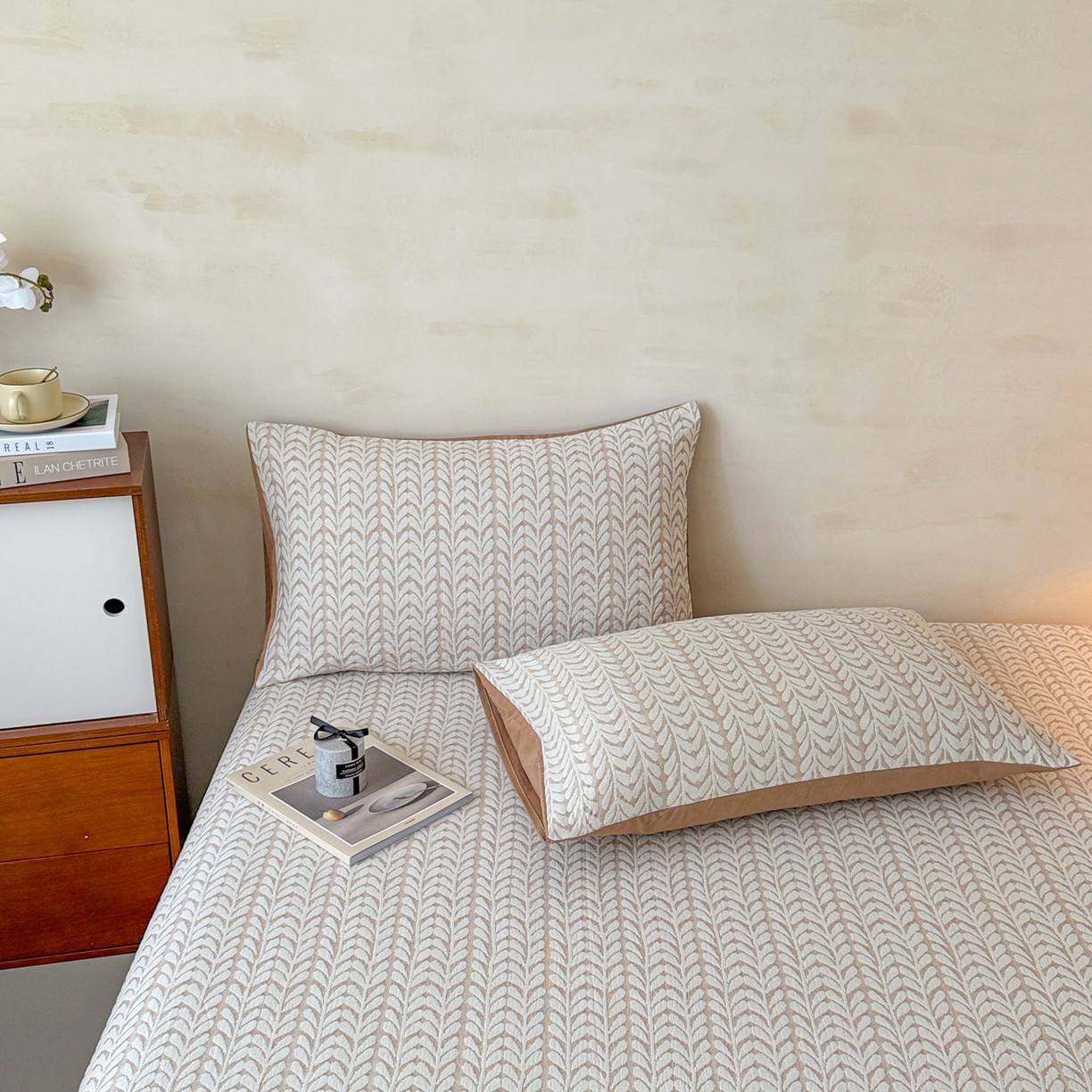 91家纺网 家纺一手货源 找家纺 眠博士 2025新款全棉纯棉三层纱单床单 床单单件 三层纱床单-荞麦卡其