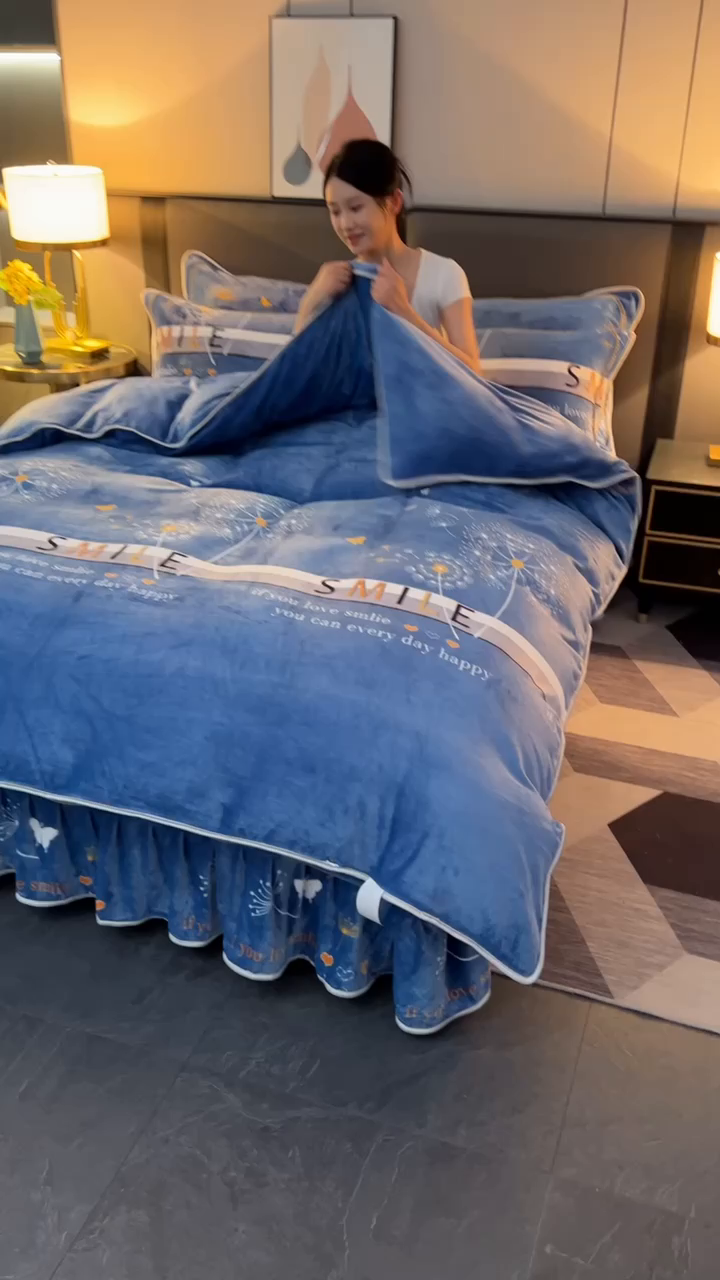 91家纺网 家纺一手货源 找家纺 代芙家纺2025款高克重10斤牛奶绒四件套【下载图片前看下详情公告】蒲公英