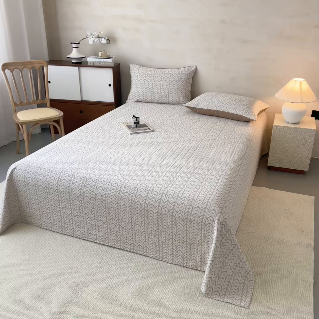 91家纺网 家纺一手货源 找家纺 眠博士 2025新款全棉纯棉三层纱单床单 床单单件 三层纱床单-荞麦卡其