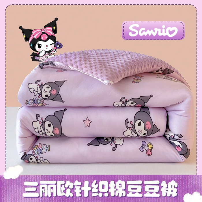 91家纺网 家纺一手货源 找家纺 心卓 2025年新款直播三丽鸥针织棉豆豆被冬被加厚子被芯儿童学生成人款冰淇淋库洛米