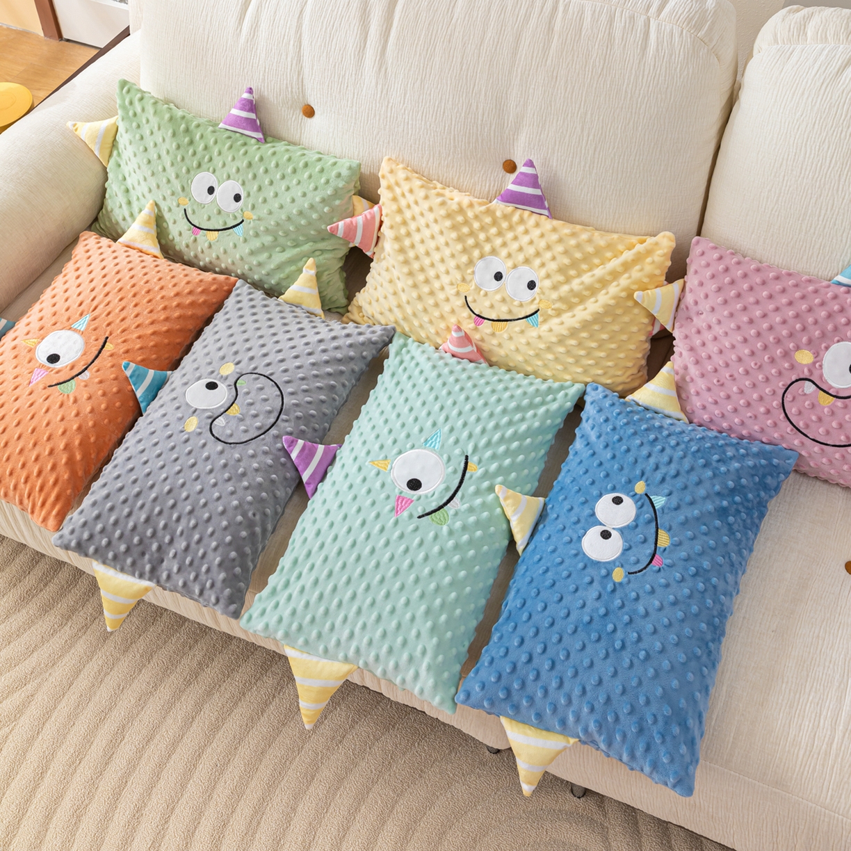 织布人 2025新款荞麦枕豆豆绒小怪兽卡通儿童荞麦枕学生枕开学季宿舍枕头枕芯 组合图仅供展示不可下单 30x50cm/只