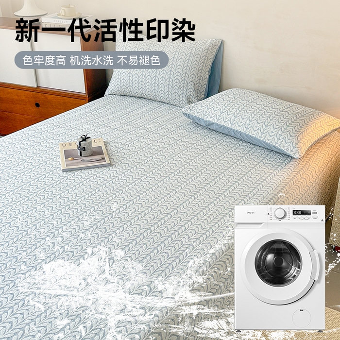 91家纺网 家纺一手货源 找家纺 眠博士 2025新款全棉纯棉三层纱单床单 床单单件 三层纱床单-荞麦蓝