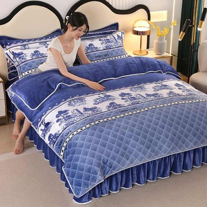 91家纺网 家纺一手货源 找家纺 代芙家纺2025款高克重10斤牛奶绒四件套【下载图片前看下详情公告】水墨江南