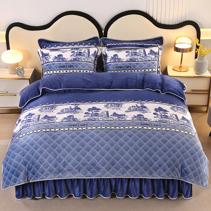 91家纺网 家纺一手货源 找家纺 代芙家纺2025款高克重10斤牛奶绒四件套【下载图片前看下详情公告】水墨江南