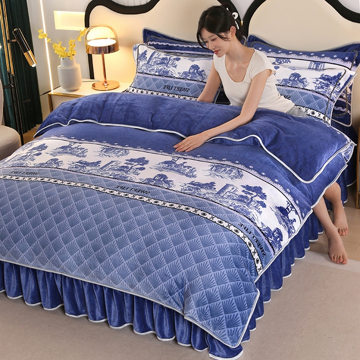 91家纺网 家纺一手货源 找家纺 代芙家纺2025款高克重10斤牛奶绒四件套【下载图片前看下详情公告】水墨江南