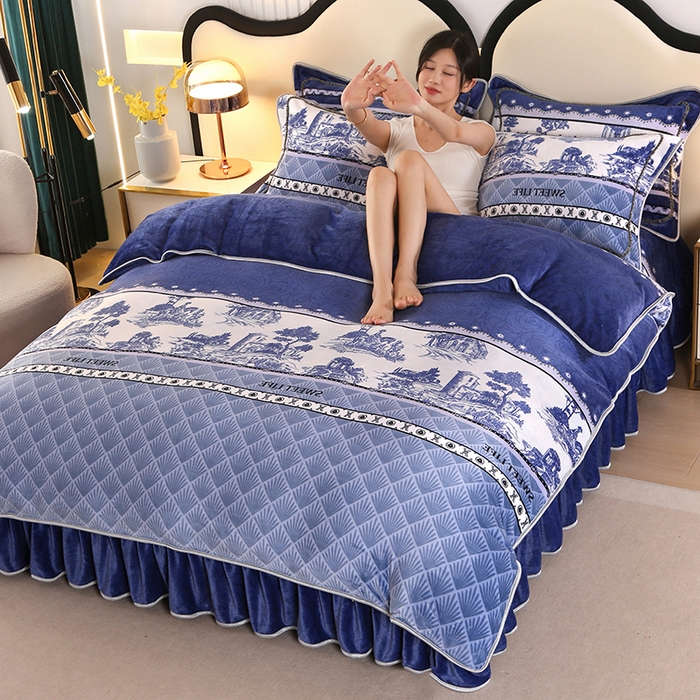 91家纺网 家纺一手货源 找家纺 代芙家纺2025款高克重10斤牛奶绒四件套【下载图片前看下详情公告】水墨江南