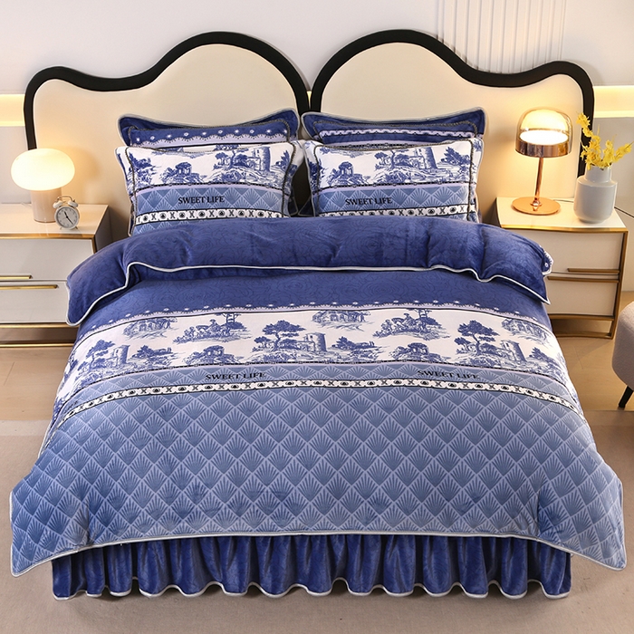 91家纺网 家纺一手货源 找家纺 代芙家纺2025款高克重10斤牛奶绒四件套【下载图片前看下详情公告】水墨江南