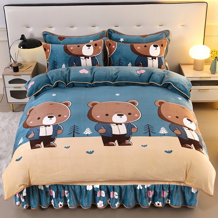 91家纺网 家纺一手货源 找家纺 代芙家纺2025款高克重10斤牛奶绒四件套【下载图片前看下详情公告】泰迪熊