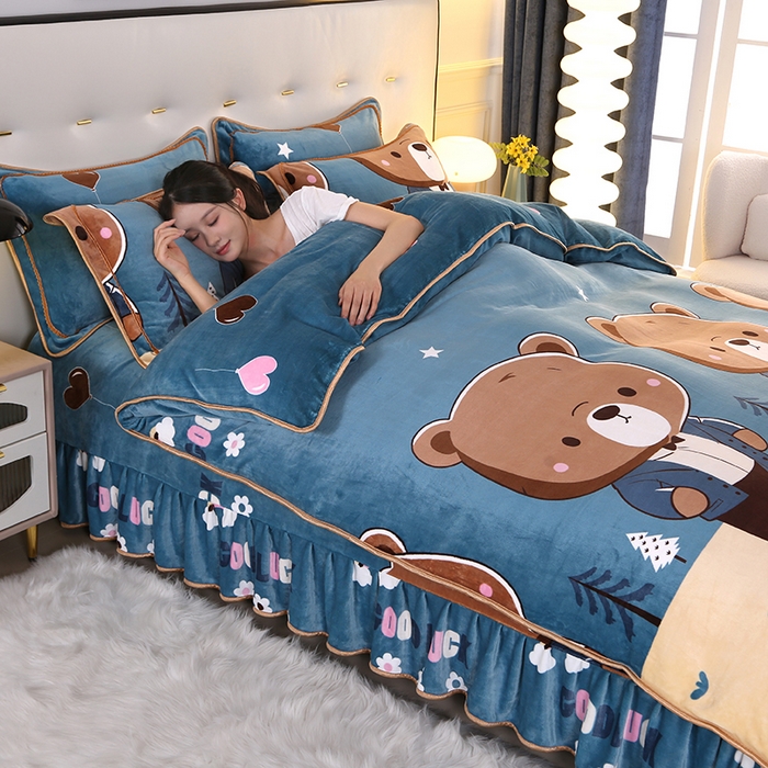 91家纺网 家纺一手货源 找家纺 代芙家纺2025款高克重10斤牛奶绒四件套【下载图片前看下详情公告】泰迪熊