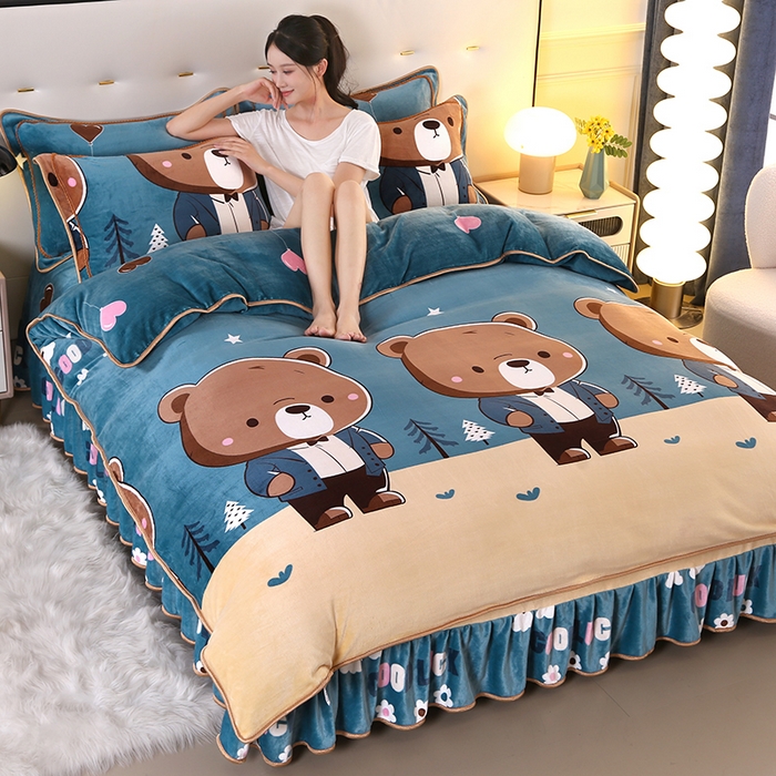 91家纺网 家纺一手货源 找家纺 代芙家纺2025款高克重10斤牛奶绒四件套【下载图片前看下详情公告】泰迪熊