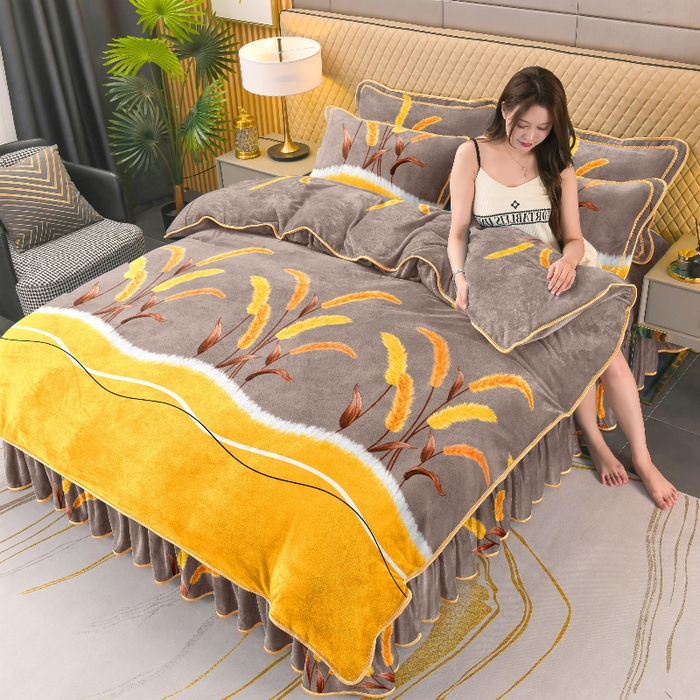 91家纺网 家纺一手货源 找家纺 代芙家纺2025款高克重10斤牛奶绒四件套【下载图片前看下详情公告】完美心情