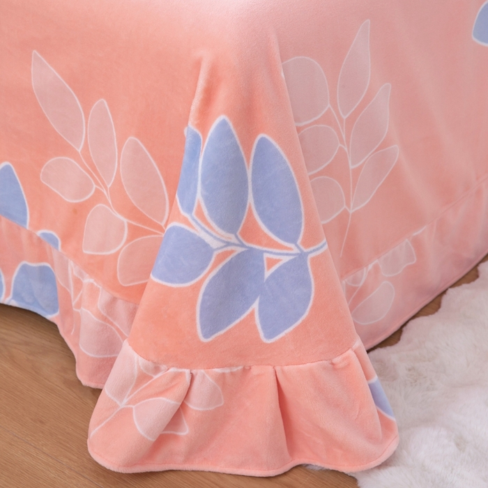 91家纺网 家纺一手货源 找家纺 优姿家纺 2025新款加厚全消光牛奶绒印花四件套叶叶飘香