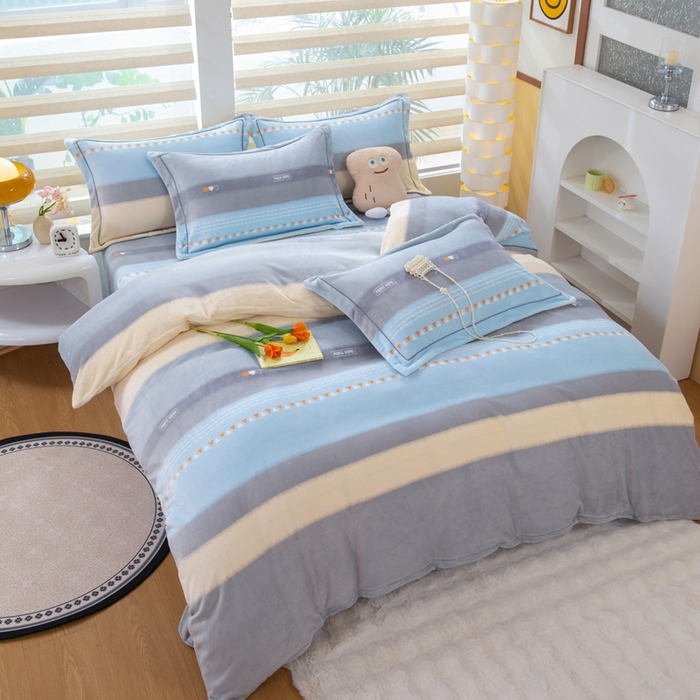 91家纺网 家纺一手货源 找家纺 优姿家纺 2025新款加厚全消光牛奶绒印花四件套一见倾心