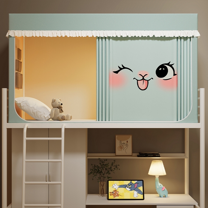 91家纺网 家纺一手货源 找家纺 无瑕家居 2025新款无涂层高克重遮光学生蚊帐宿舍蚊帐上下铺通用学生蚊帐 兔子