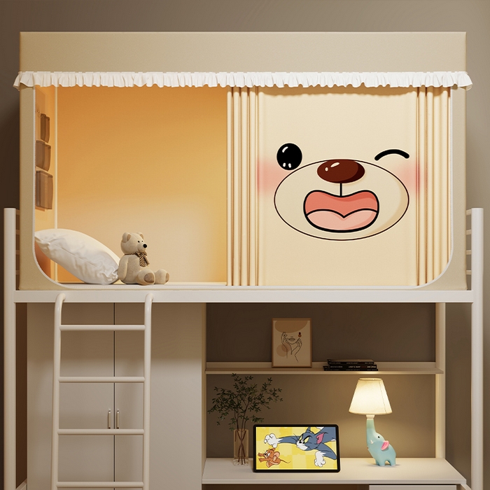 91家纺网 家纺一手货源 找家纺 无瑕家居 2025新款无涂层高克重遮光学生蚊帐宿舍蚊帐上下铺通用学生蚊帐 小熊