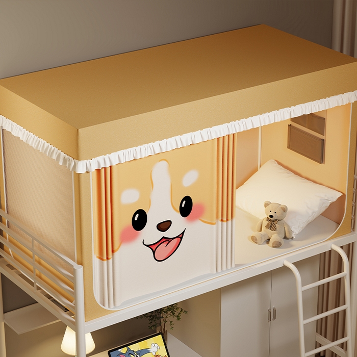 91家纺网 家纺一手货源 找家纺 无瑕家居 2025新款无涂层高克重遮光学生蚊帐宿舍蚊帐上下铺通用学生蚊帐 小狗