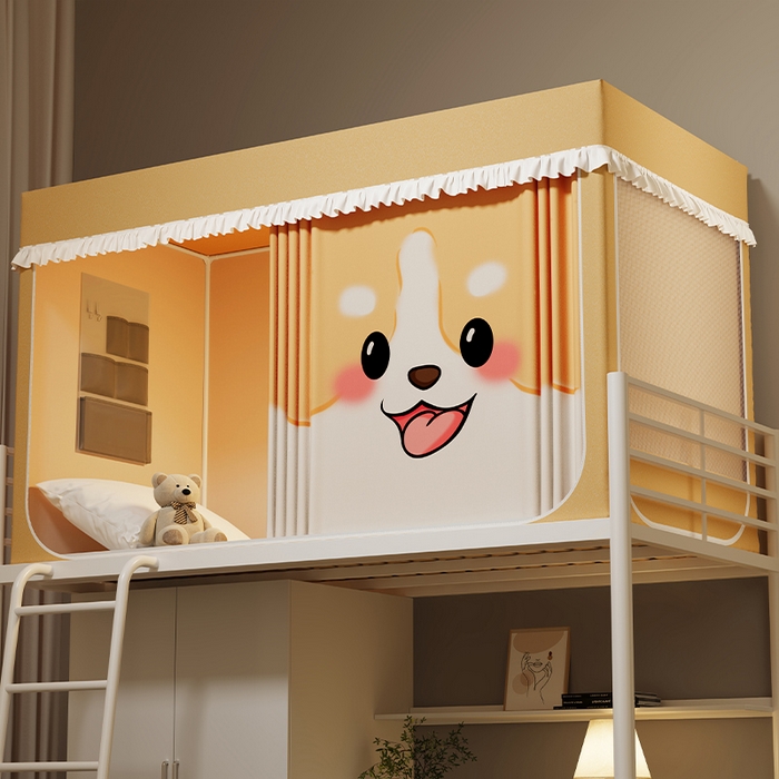 91家纺网 家纺一手货源 找家纺 无瑕家居 2025新款无涂层高克重遮光学生蚊帐宿舍蚊帐上下铺通用学生蚊帐 小狗