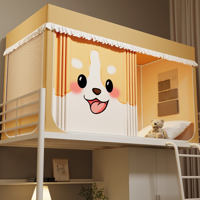 91家纺网 家纺一手货源 找家纺 无瑕家居 2025新款无涂层高克重遮光学生蚊帐宿舍蚊帐上下铺通用学生蚊帐 小狗