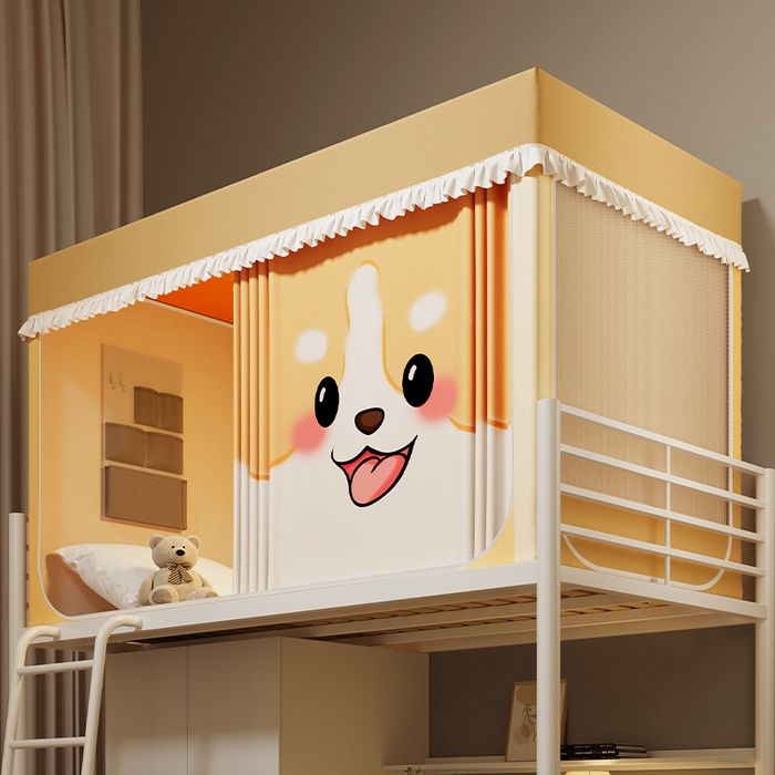 91家纺网 家纺一手货源 找家纺 无瑕家居 2025新款无涂层高克重遮光学生蚊帐宿舍蚊帐上下铺通用学生蚊帐 小狗