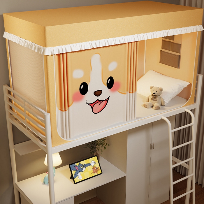 91家纺网 家纺一手货源 找家纺 无瑕家居 2025新款无涂层高克重遮光学生蚊帐宿舍蚊帐上下铺通用学生蚊帐 小狗