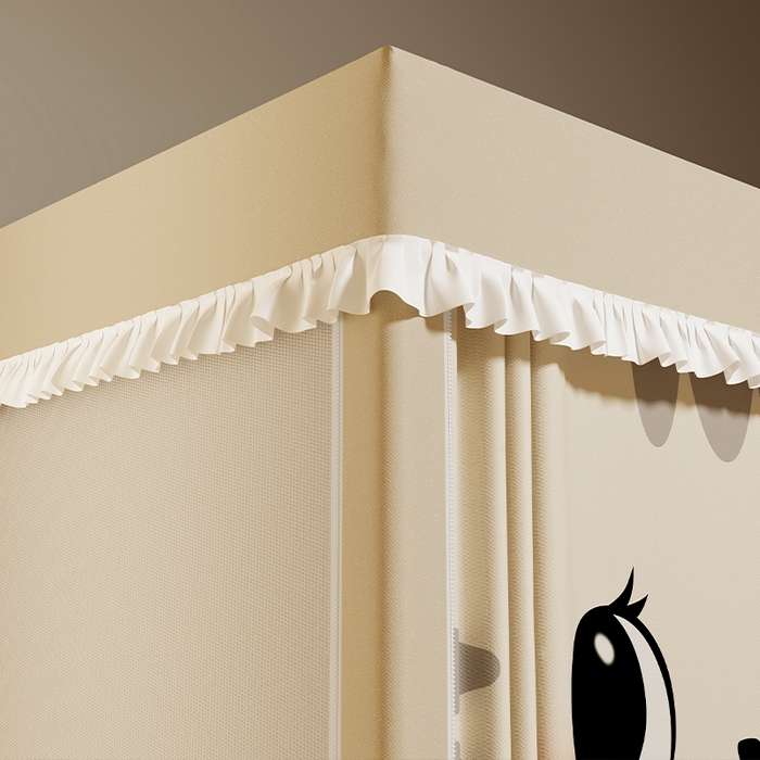 91家纺网 家纺一手货源 找家纺 无瑕家居 2025新款无涂层高克重遮光学生蚊帐宿舍蚊帐上下铺通用学生蚊帐 小猫