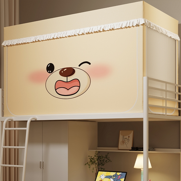 91家纺网 家纺一手货源 找家纺 无瑕家居 2025新款无涂层高克重遮光学生蚊帐宿舍蚊帐上下铺通用学生蚊帐 小熊