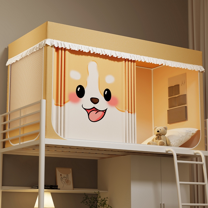 91家纺网 家纺一手货源 找家纺 无瑕家居 2025新款无涂层高克重遮光学生蚊帐宿舍蚊帐上下铺通用学生蚊帐 小狗