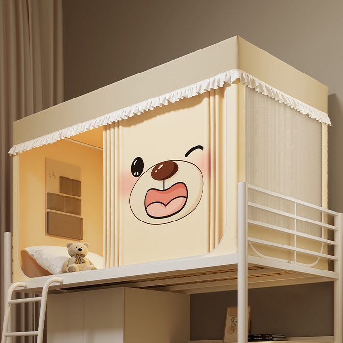 91家纺网 家纺一手货源 找家纺 无瑕家居 2025新款无涂层高克重遮光学生蚊帐宿舍蚊帐上下铺通用学生蚊帐 小熊