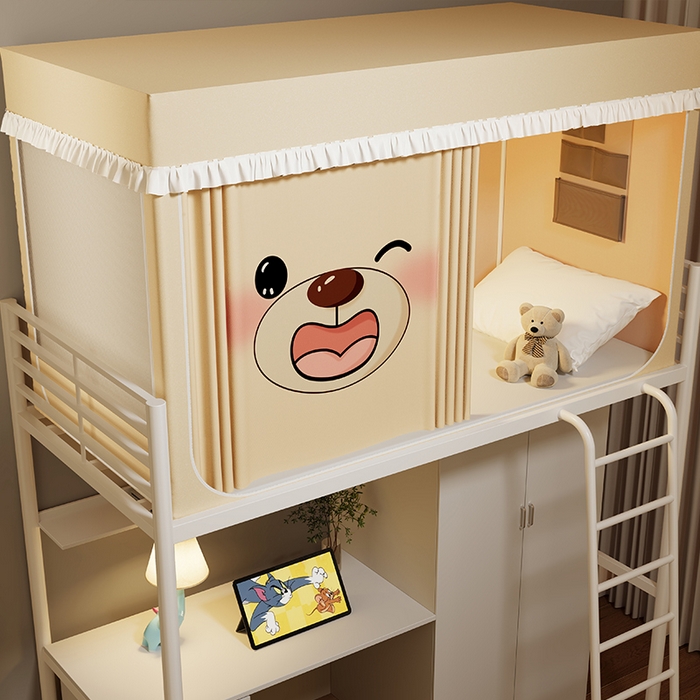 91家纺网 家纺一手货源 找家纺 无瑕家居 2025新款无涂层高克重遮光学生蚊帐宿舍蚊帐上下铺通用学生蚊帐 小熊